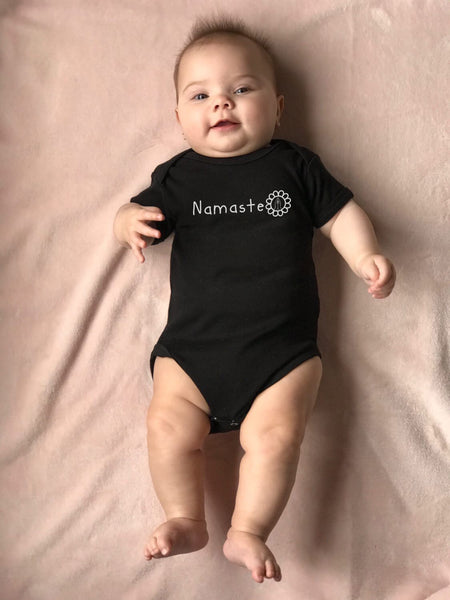 Namaste Yoga Baby Onesie Black