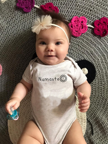 Namaste Yoga Baby Onesie Grey