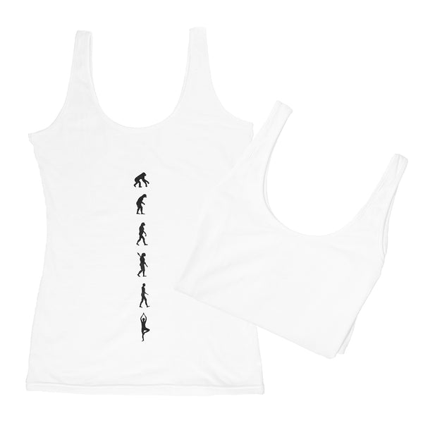 Organic Cotton Yoga Workout Tank Top minimalist Shirts Tops Tees Tanks for Women. Machine Wash Tanks with yoga prints; yoga shirts for women comfort & style; soft tshirts that move stretch with you through your yoga poses. Premium quality. Unique design. Ladies yoga apparel. Lightweight shirts. XS. S.  M. L. XL. XXL. 2XL. XXXL. 3XL. Skin friendly. White yoga t-shirt. Tagless. Evolution. Tag-less. 