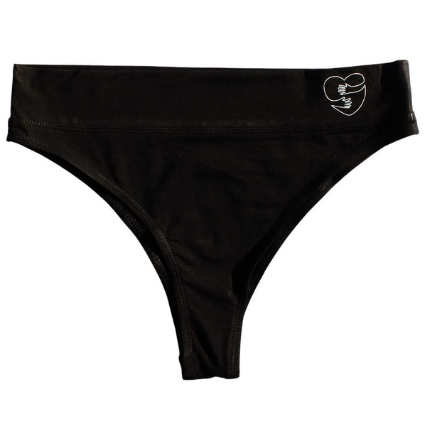 High Waisted Black Yoga Underwear for Women Organic Cotton Panties Undies Woman Gift. Undies, panties, feminist, high quality, organic cotton panties. Love, heart, self-love